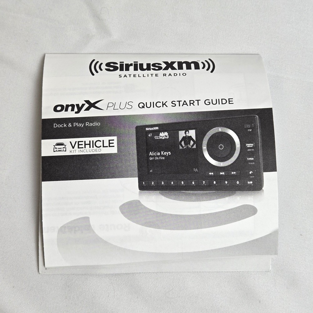 SiriusXM Satellite Radio‎ OnyX Plus Quick Start Guide, Paper Guide Only